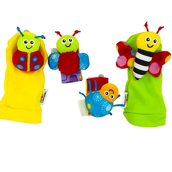 Baby 4 Piece Gardenbug Wrist & Foot Rattle Set by Lamaze - Like New - Picture 2 of 6